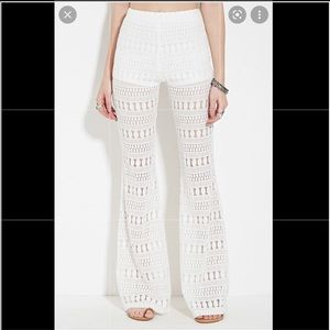 Cream/white crochet mesh pants